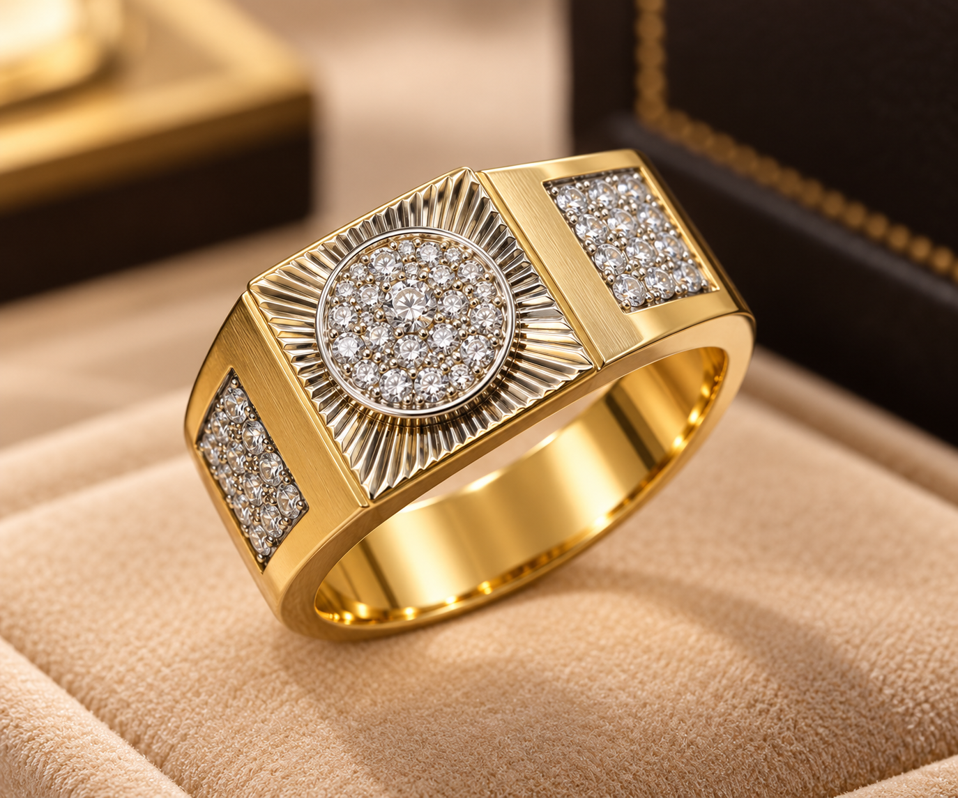 Luxury Gold Diamond Cluster Ring